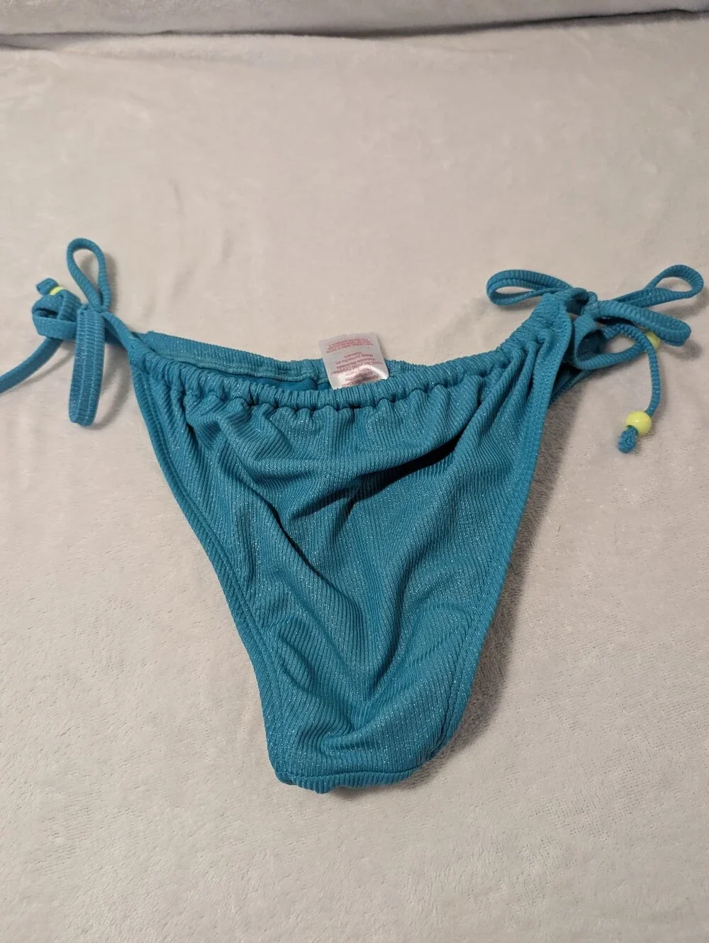 No Boundaries Teal Ribbed Tie Bikini Set S/L